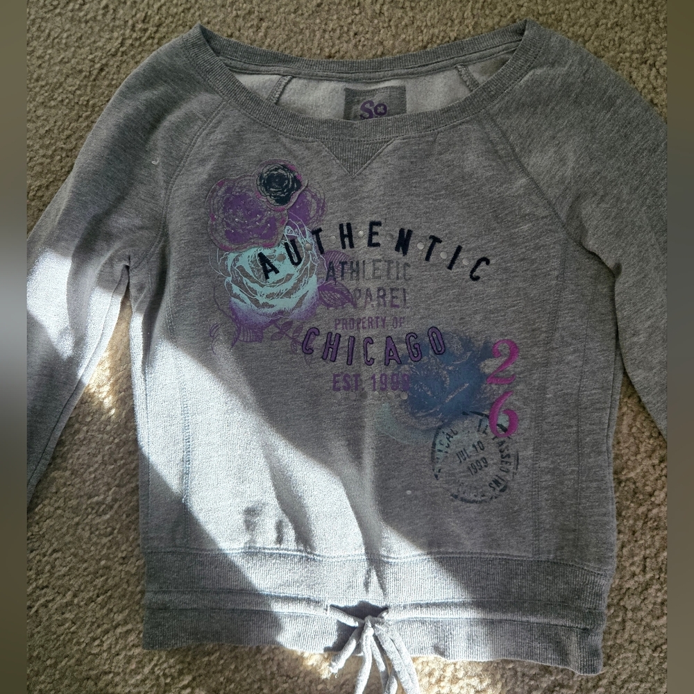 SO Gray Sweatshirt with Embroidered Graphic